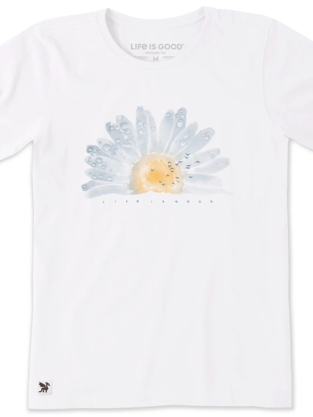 Life is good Watercolor Daisy Short Sleeve Crusher Tee Sz XL Trendy Logo Floral